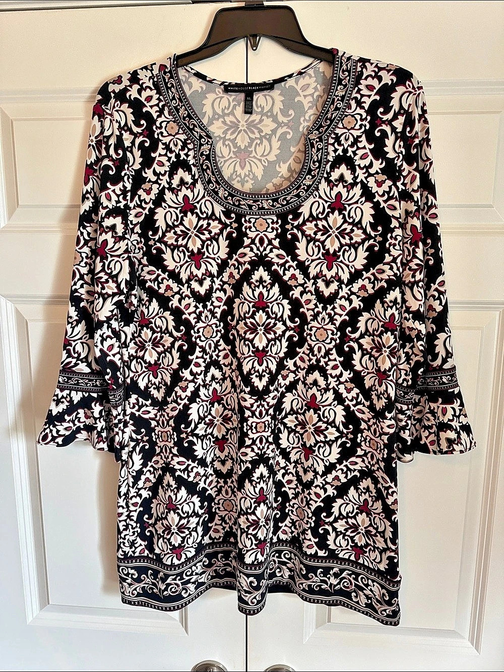 White House Black Market Floral Print Tunic dress in Black & Pink